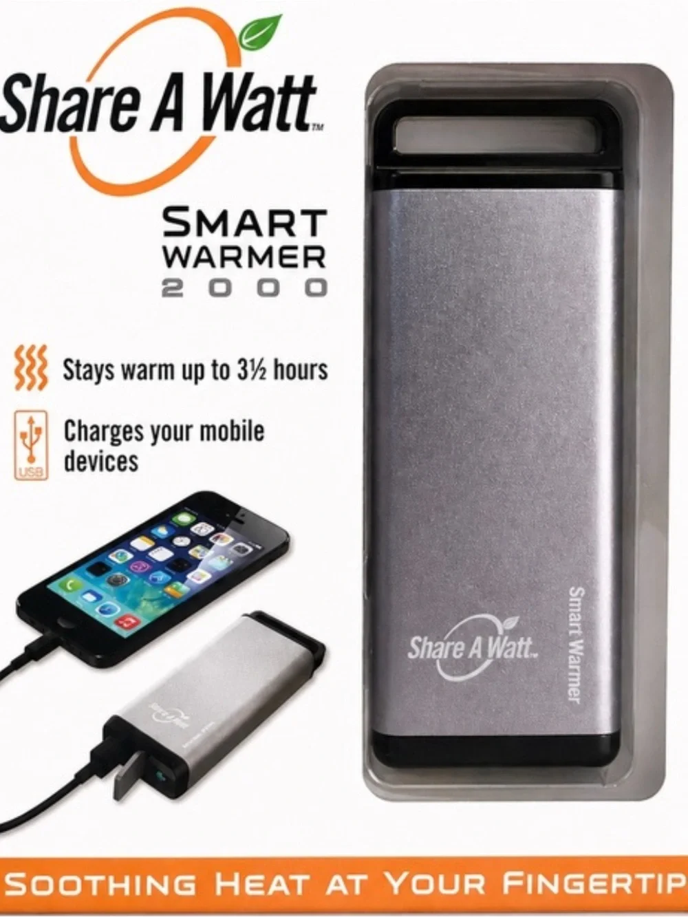 🌺 FREE SHIPPING 🌺 Smart Warmer 2000 Portable Hand Warmer & Phone Charger - Silve